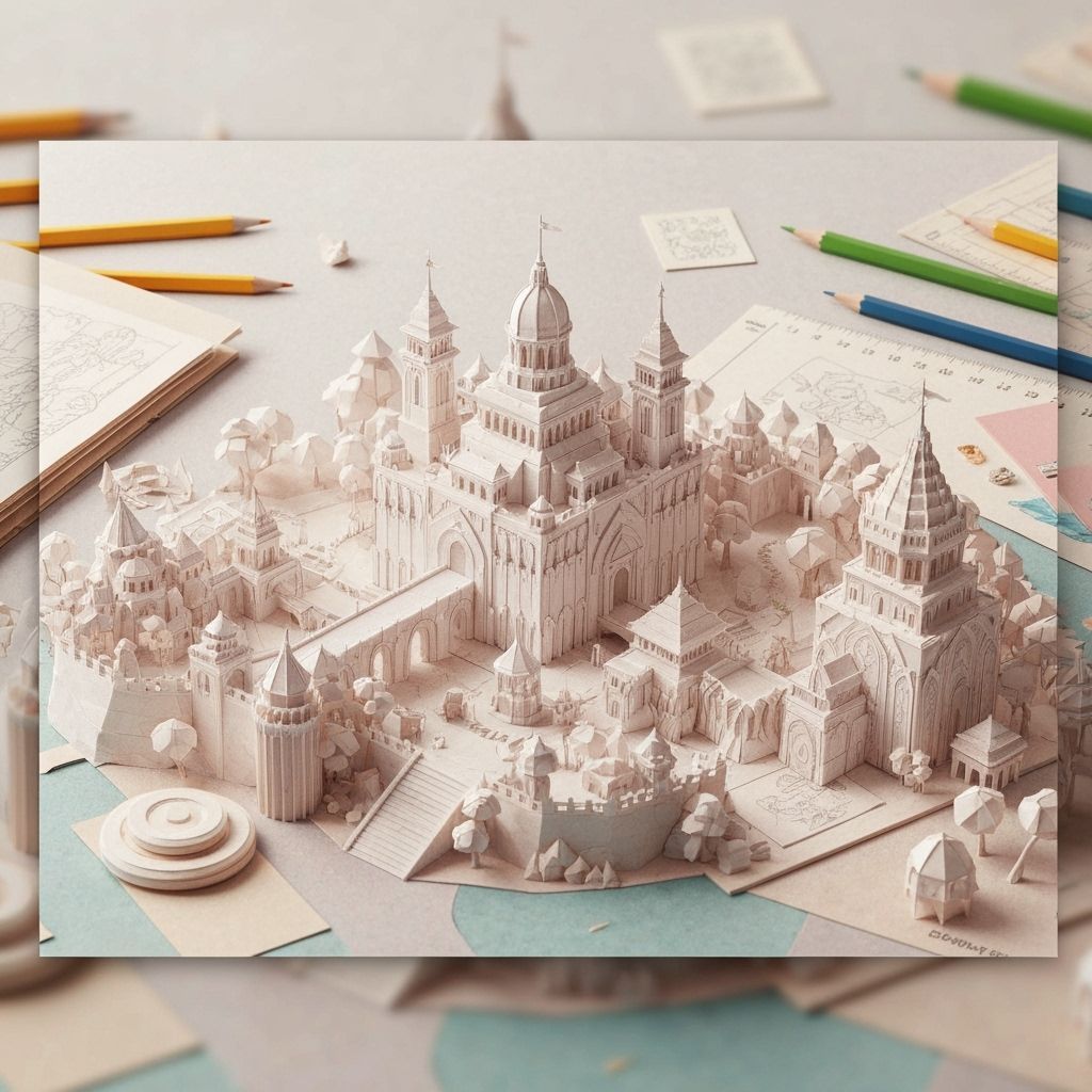 Origami Imperial City in Dreamy Papercraft Style