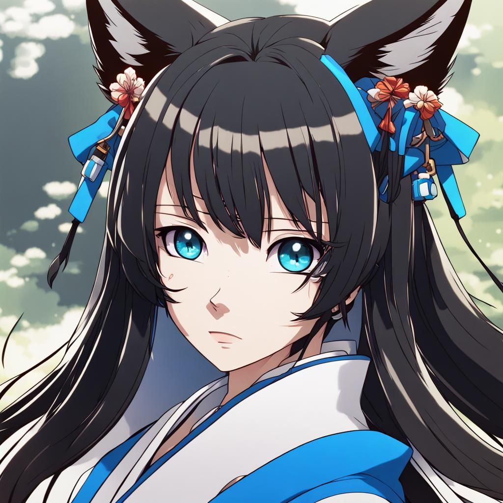 Anime Fox Girl Samurai in Manga Art Style