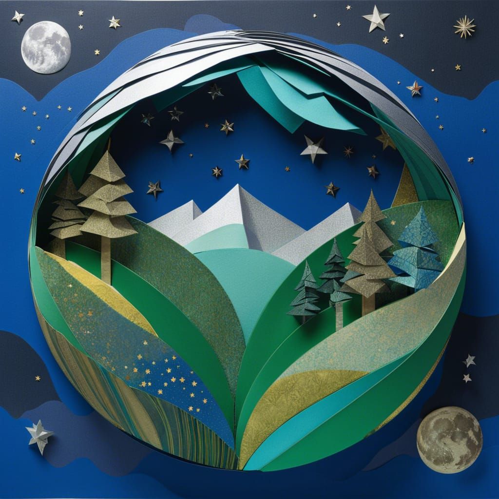 Paper Collage Globe in Aetherpunk Style