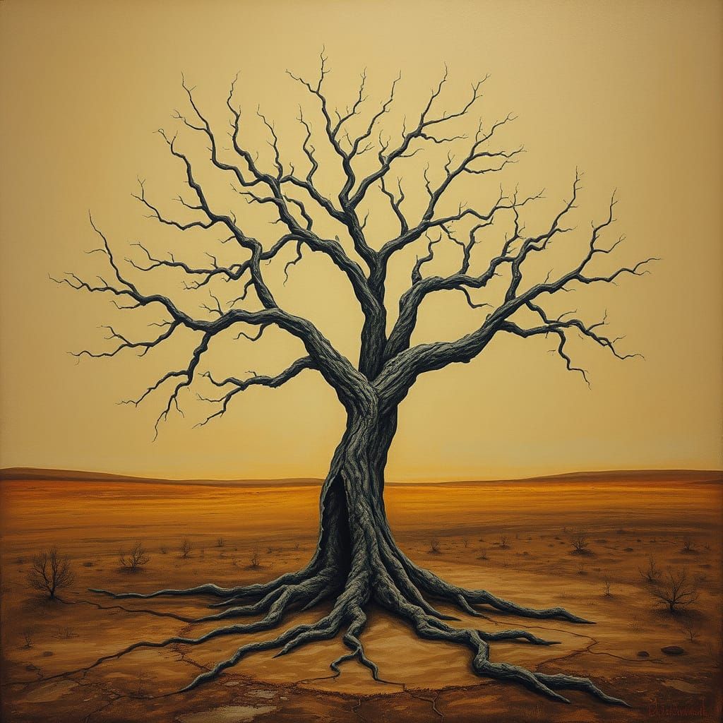 Surreal Desiccated Trees in a Dali Dreamscape