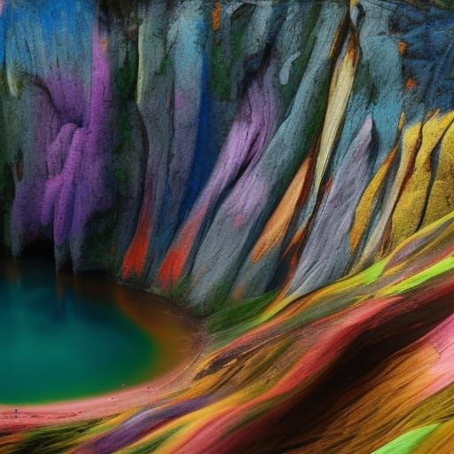 Rainbow Reflects in Pond: Digital Art by Rutkowski