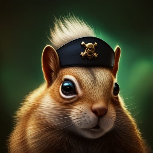 Squirrel Pirate Portrait in Hyperrealistic Digital Art