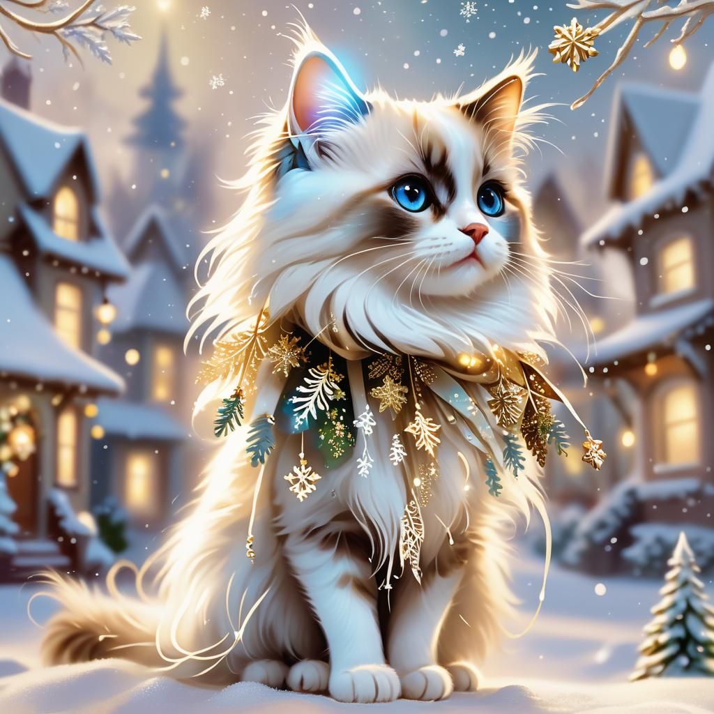 Ragdoll Cat Christmas Village
