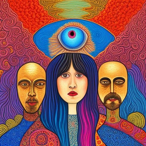 Surreal Portrait of Khruangbin in Oil Painting Style