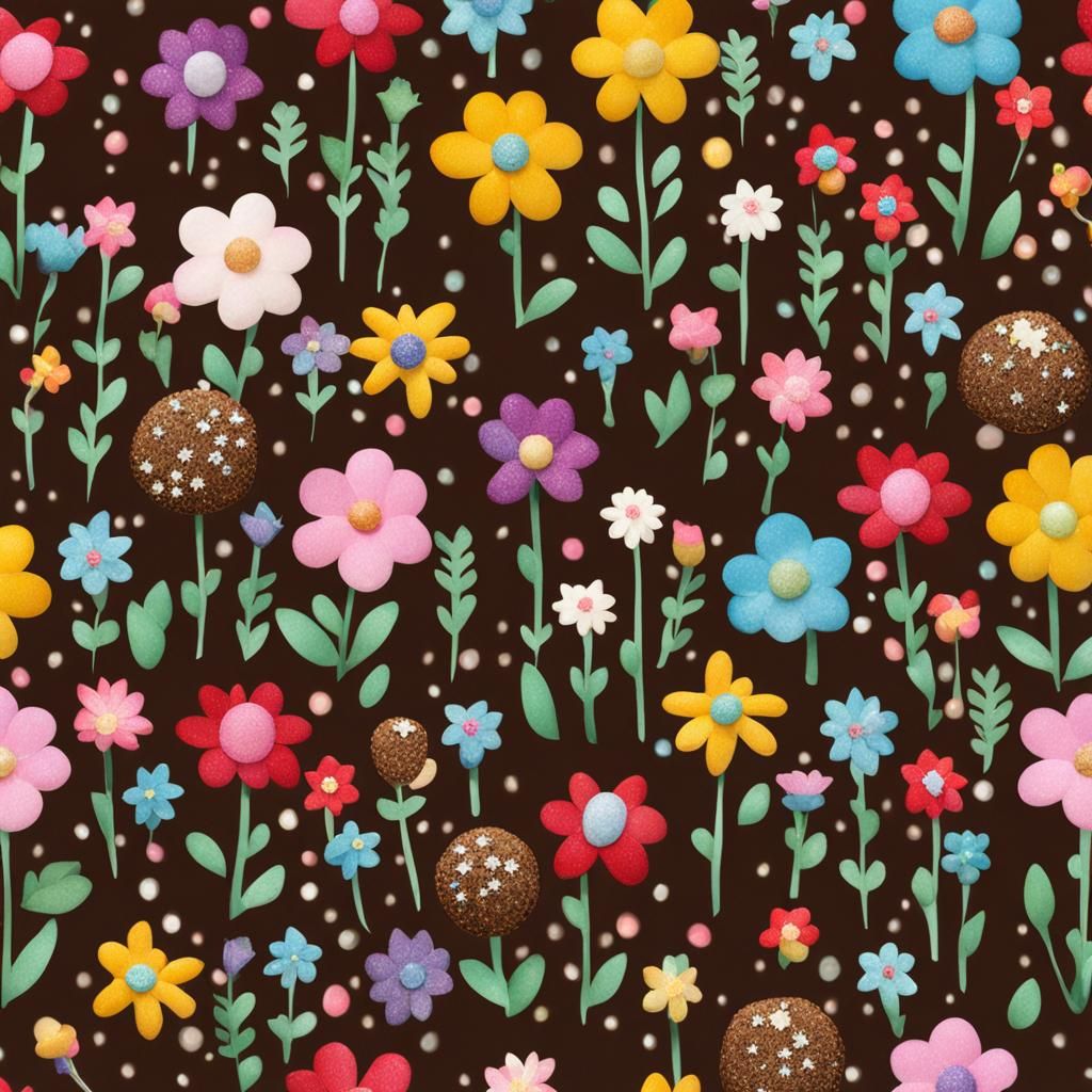 Sparkly Chocolate Flower Garden Dreamscape