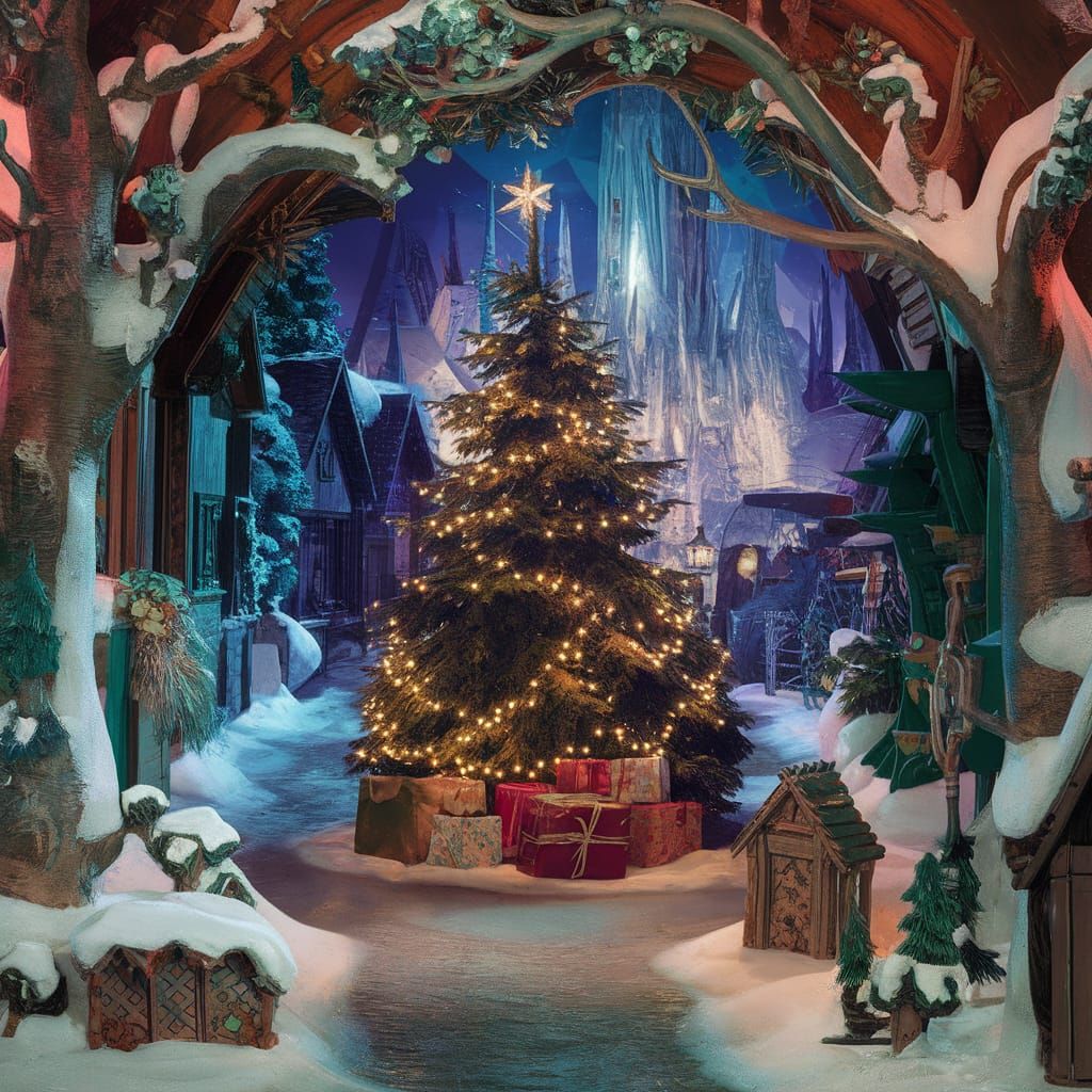 Christmas Scene in Winter Wonderland: Matte Painting
