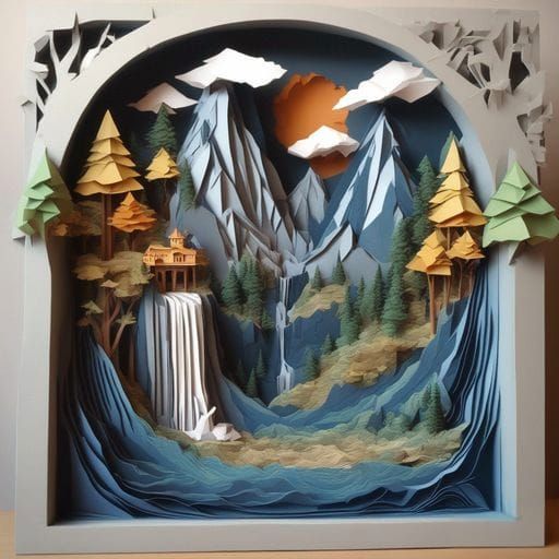 epic mountain landscape with waterfall