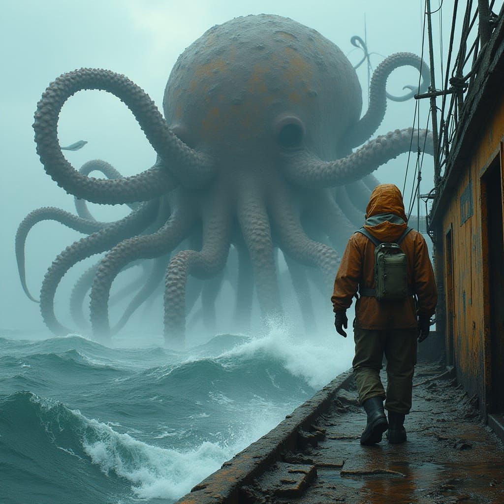 Giant Octopus Tentacles Erupt from the Sea