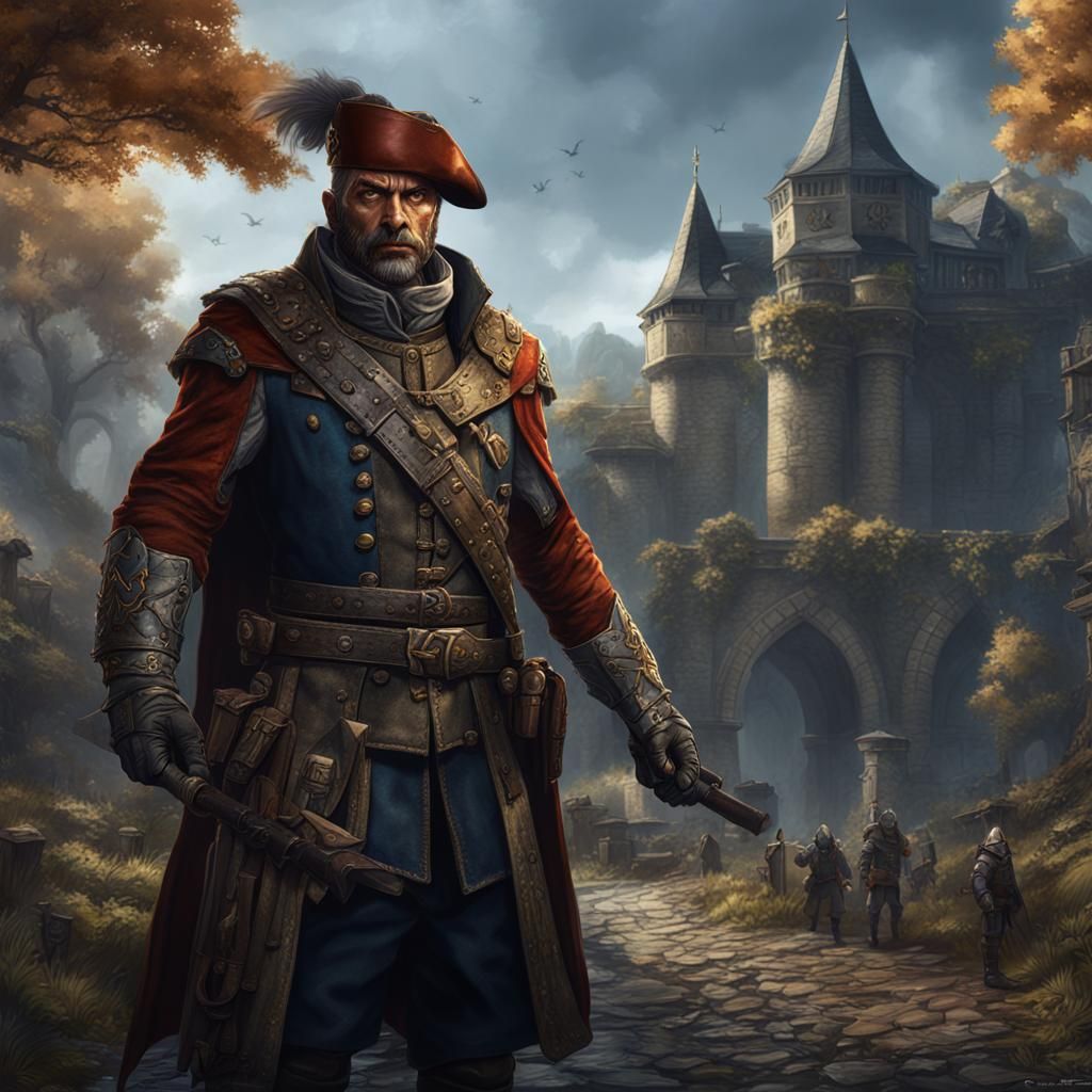 French Militia Captain in Dark Fantasy Art