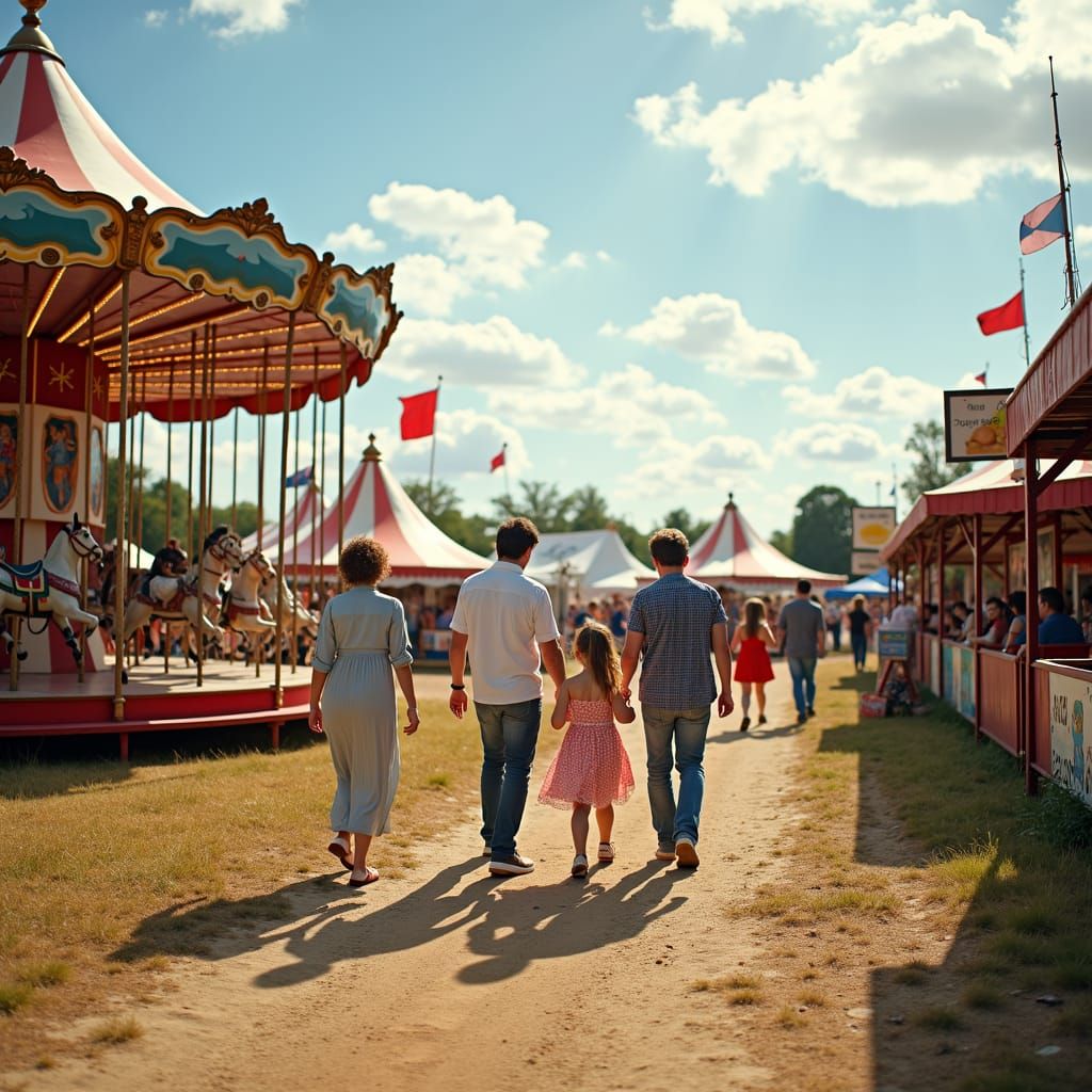 Vintage Fairground Scene in Idyllic Summer Setting