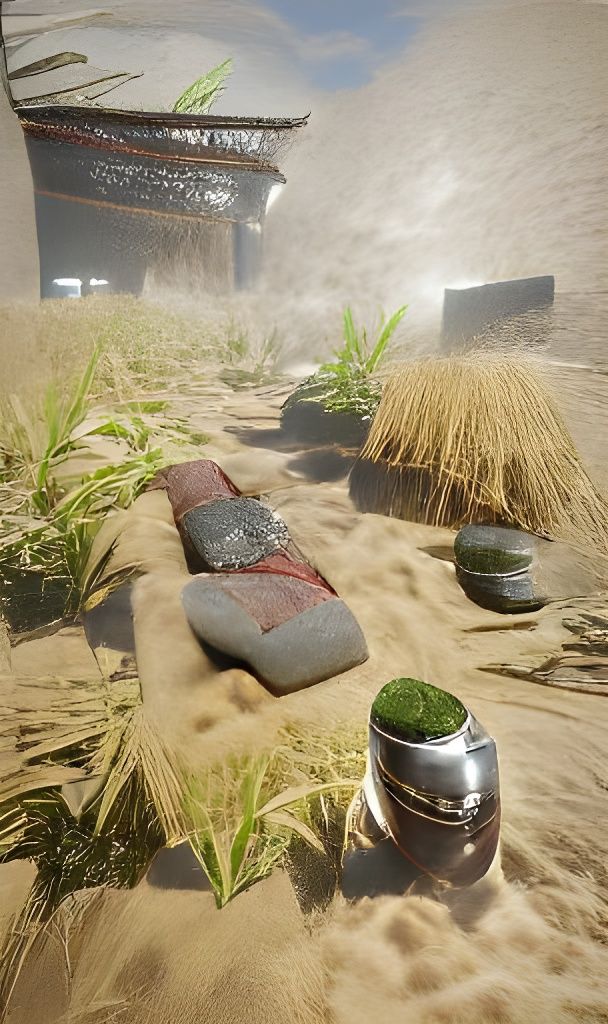 Surreal Iron Sand Desert Landscape