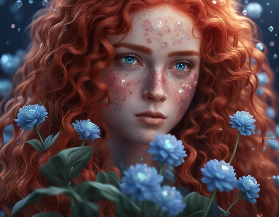 Portrait of a Woman Holding Crystal Flowers