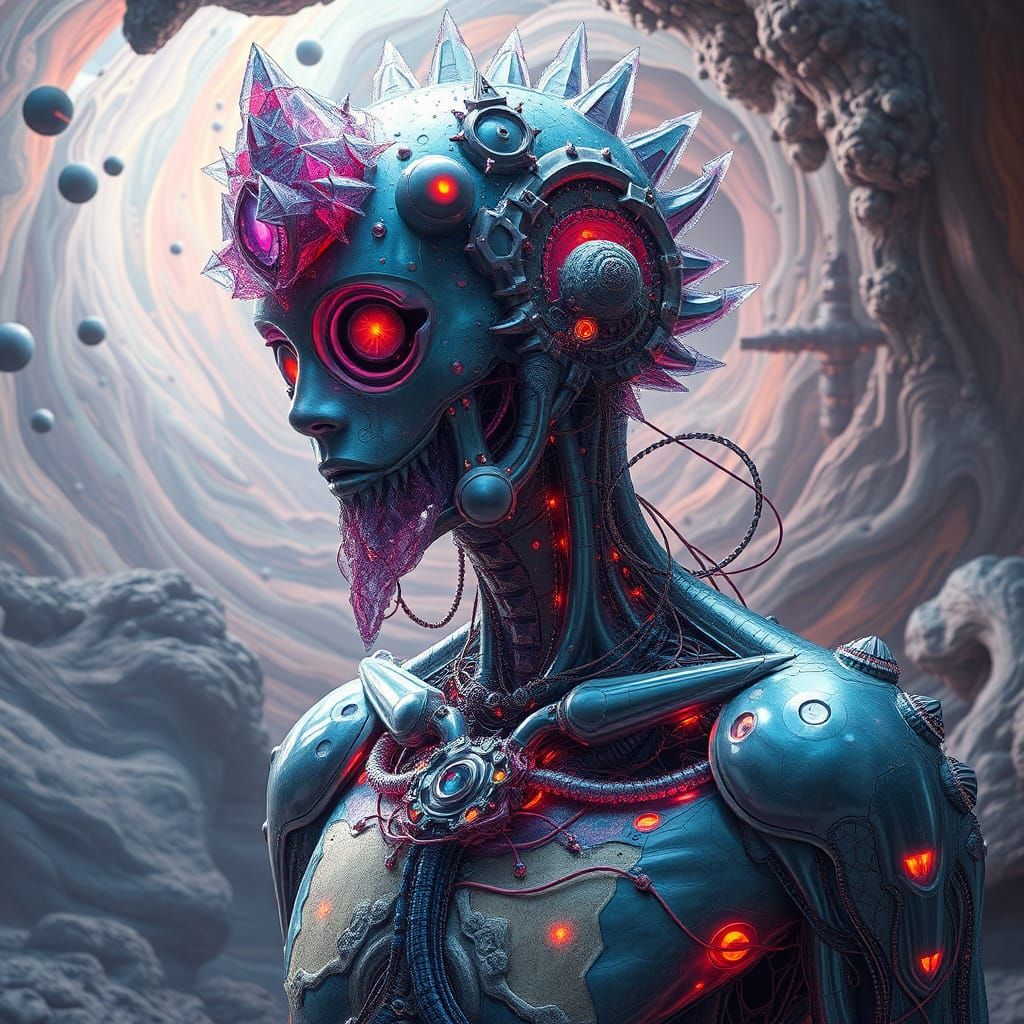 Fractal Cyborg in a Surreal Dreamscape