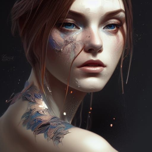 Detailed Ink Portrait in Art Nouveau Style