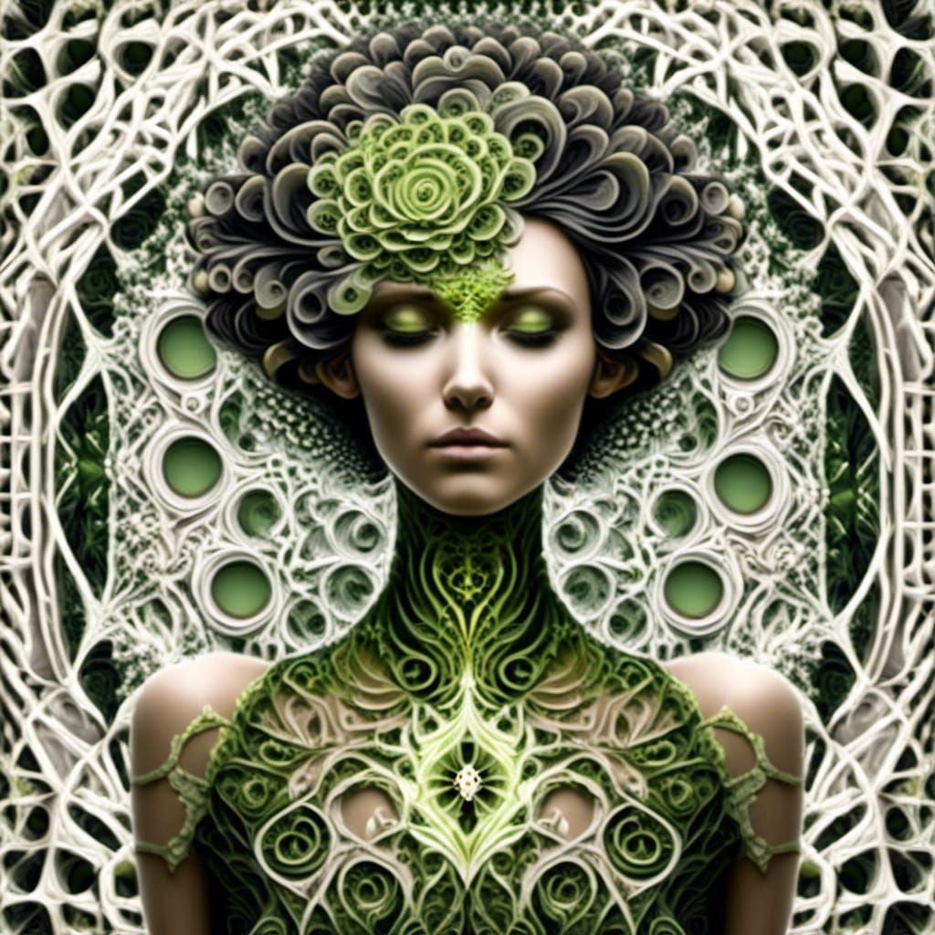 Fractal Design Digital Painting of Woman in Dress