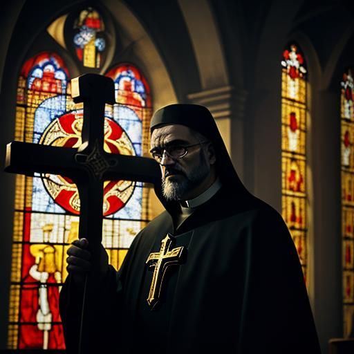 Dramatic Liturgical Scene in Gritty Realism Style