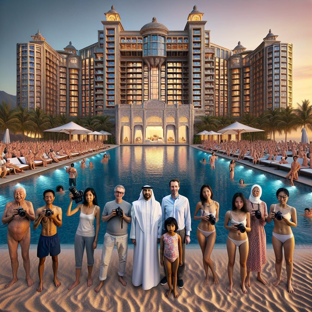 Surreal Sand Pool at Twilight: A Study in Contrasts