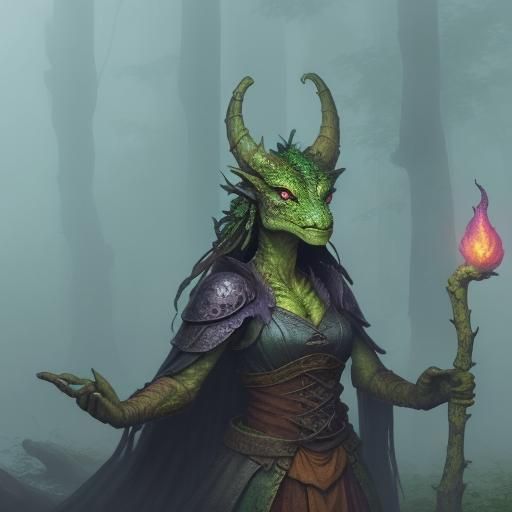 Dragonborn in Misty Forest Concept Art