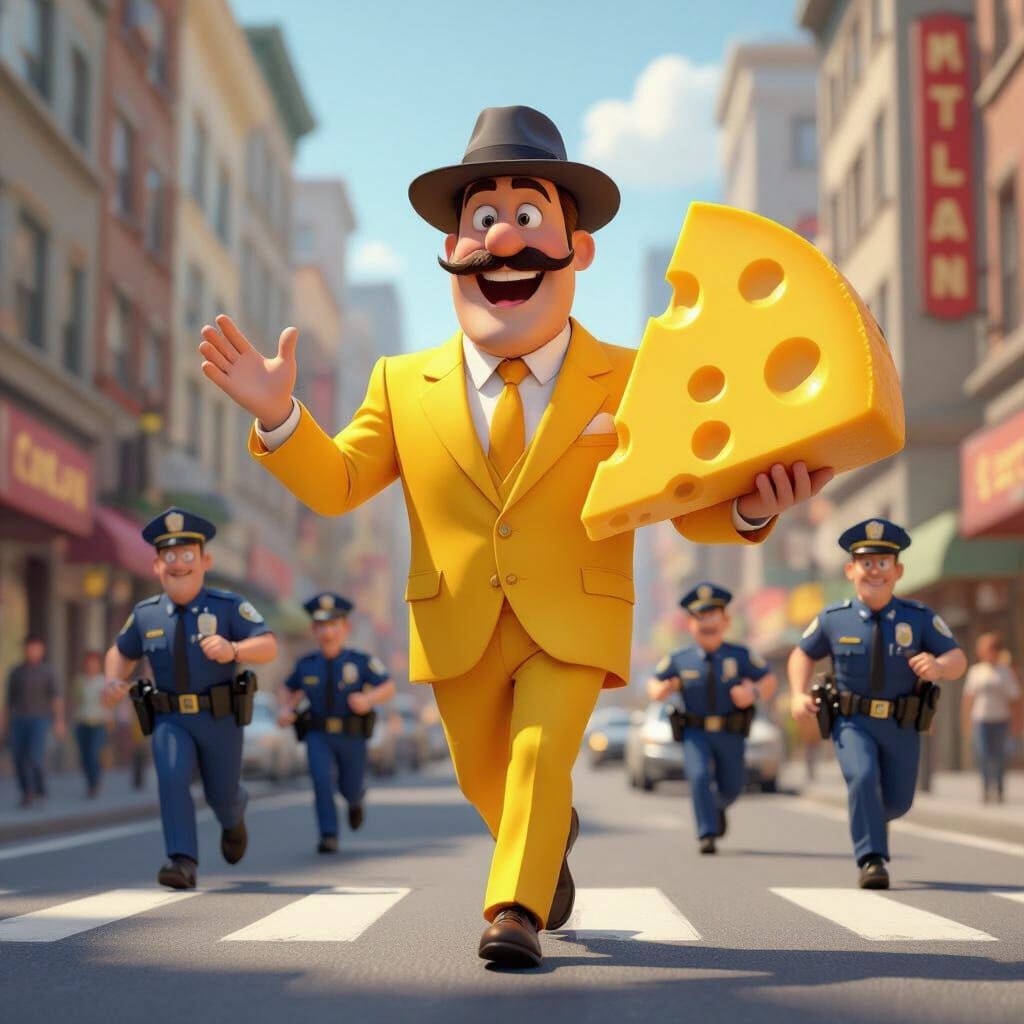 Cheese Man Movie Poster in Pixar 3D Style