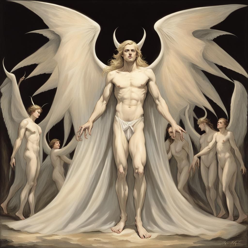 Angelic Figure with Wings in a Veil of Light