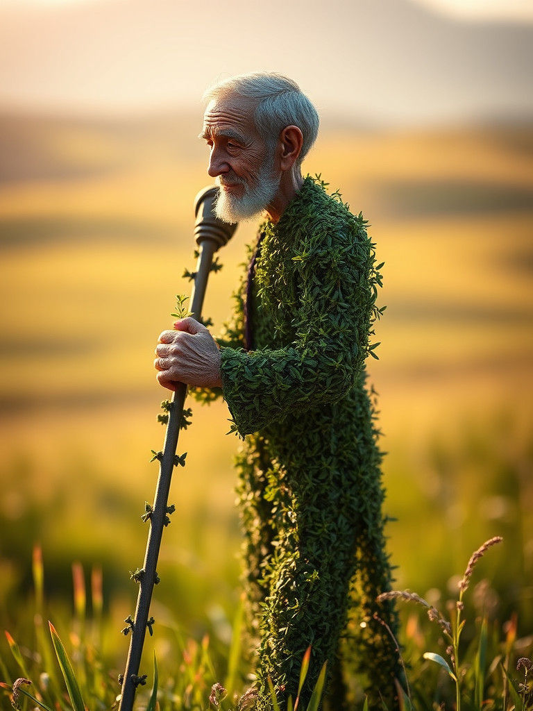 Thyme Old Man in Dreamlike Landscape