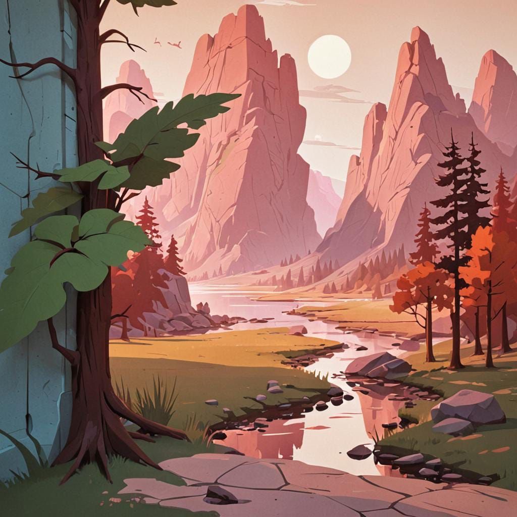 Abstract Landscape Painting in Contemporary Style