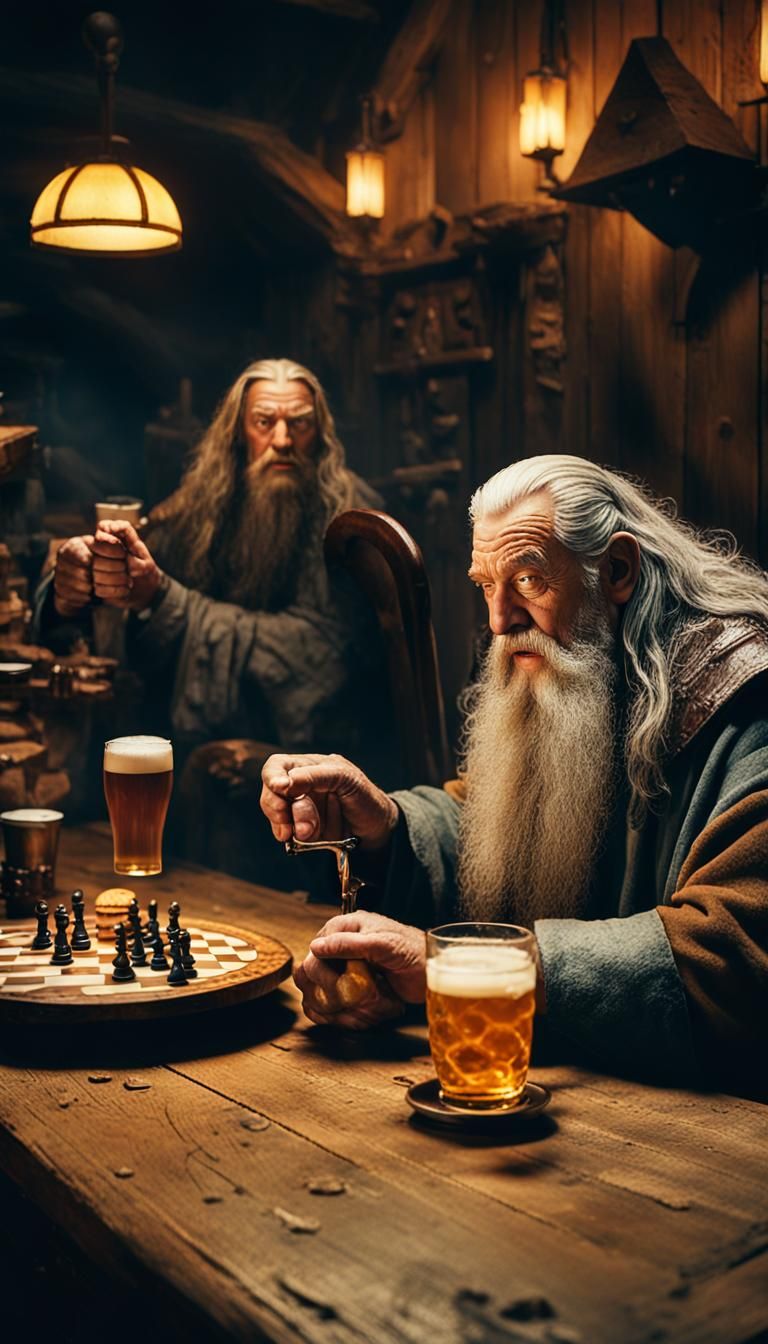 Gandalf and Gimli in Irish Bar Film Still
