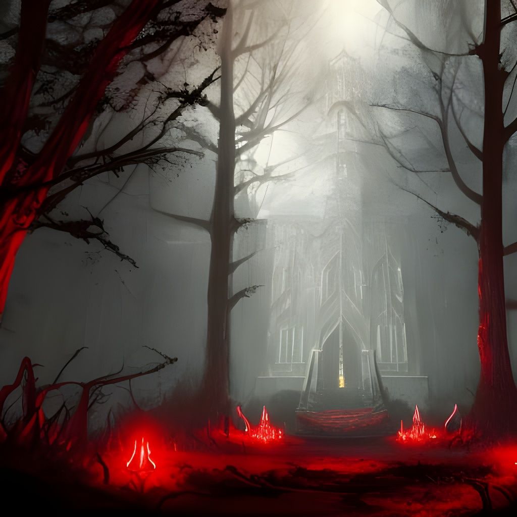 Dramatic Satanic Mansion in Dark Fantasy Style