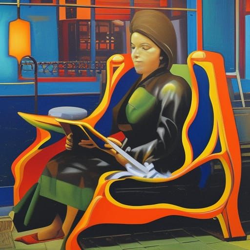 Woman at Cafe: Cinematic 35mm Fine Art Photo