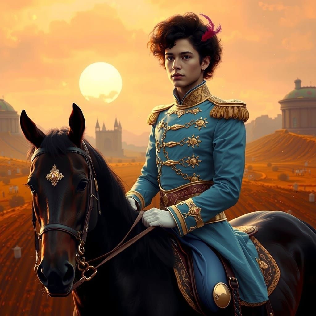 Regal Equestrian Noble in Majestic Digital Matte Painting