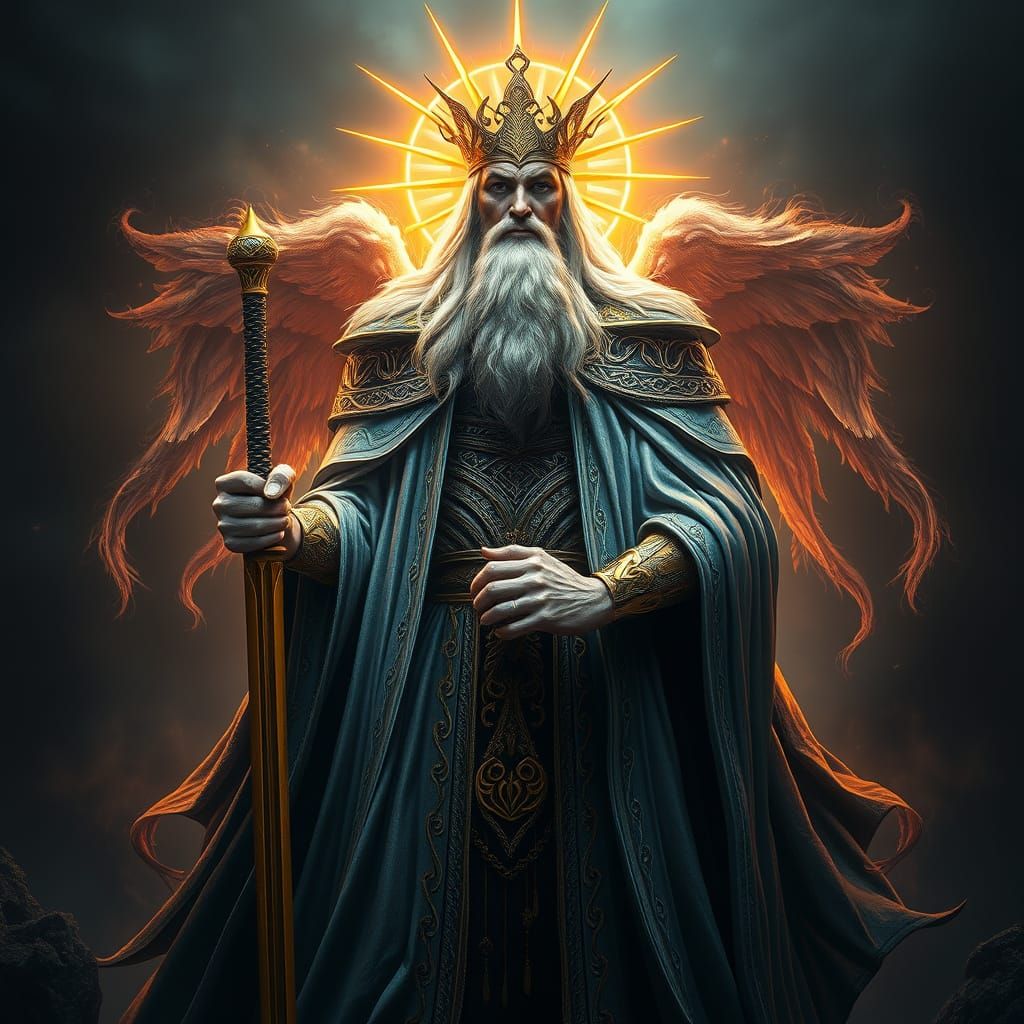 Baltic Pagan God Dievas in Majestic, Ethereal Portraiture