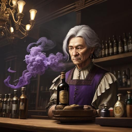 The amethyst tonic. It smells like earwax and cooked meat, but tastes like rum.