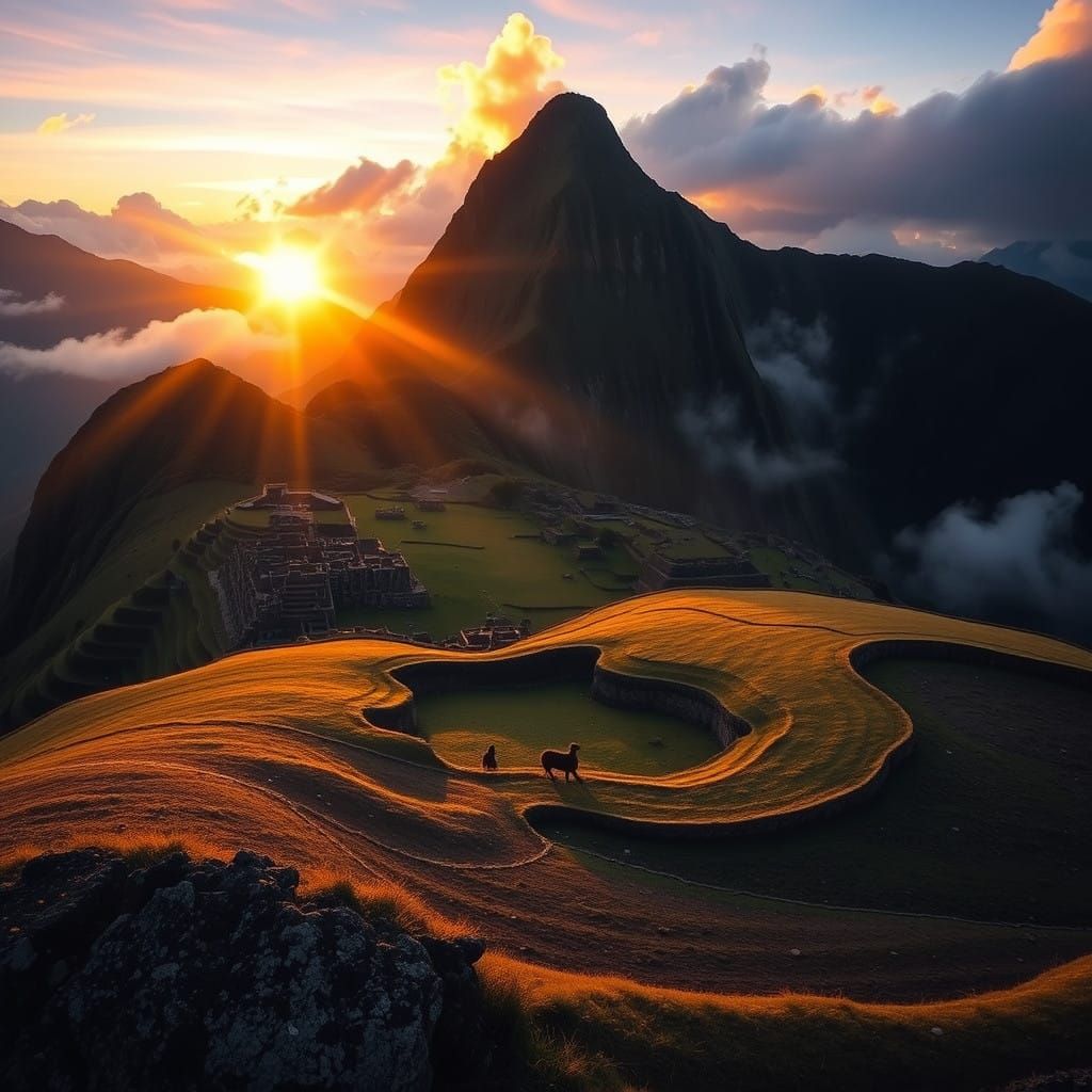 Surreal Sunrise on Ancient Inca Ruins