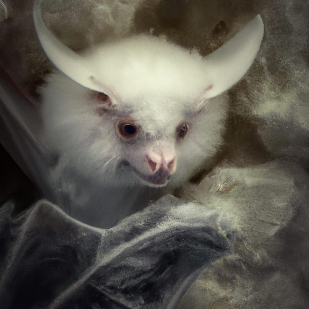 Detailed Digital Painting of a White Fruit Bat