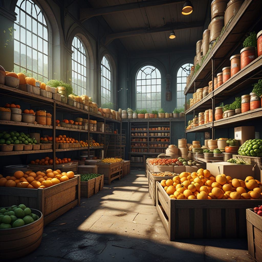 Fantastical Food Bank Concept Art in Deep Color