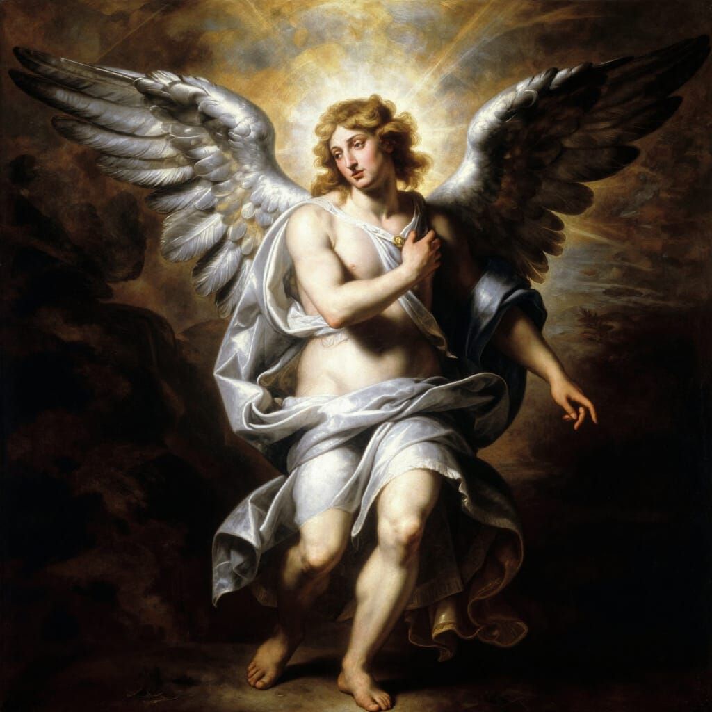 Angel Gabriel in Dramatic Baroque Religious Style