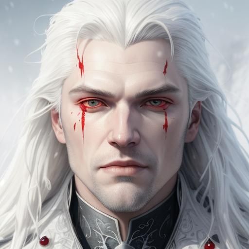 Vampire Portrait in Snow with Blood Accents