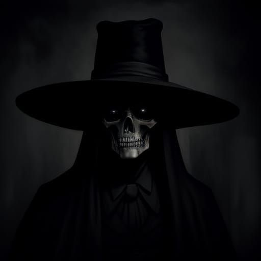 Gothic Charcoal Drawing of the Ominous Hat Man