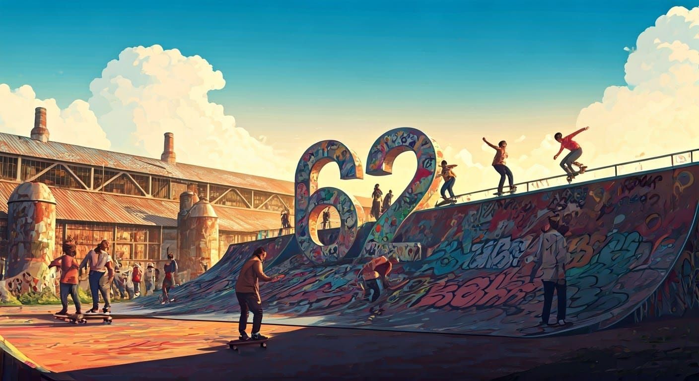 Urban Skateboard Ramp Featuring Numbers in Industrial Scene