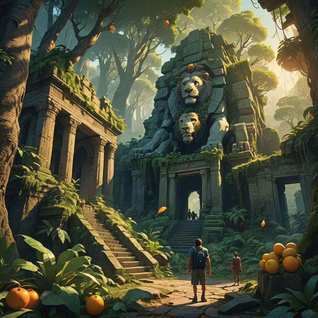 Smurfs and Lions in Jungle Temple