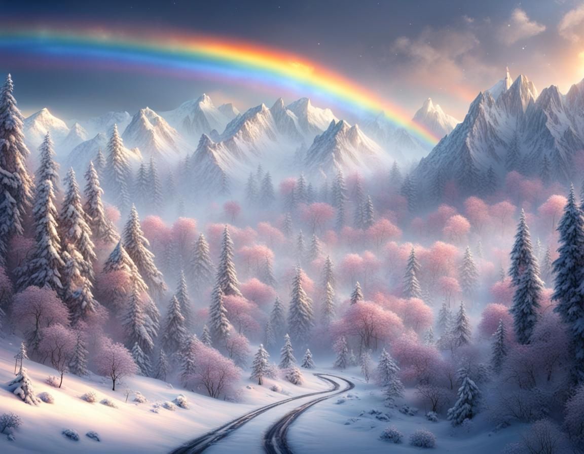 Intricate Winter Wonderland Scene with Sparkling Snow