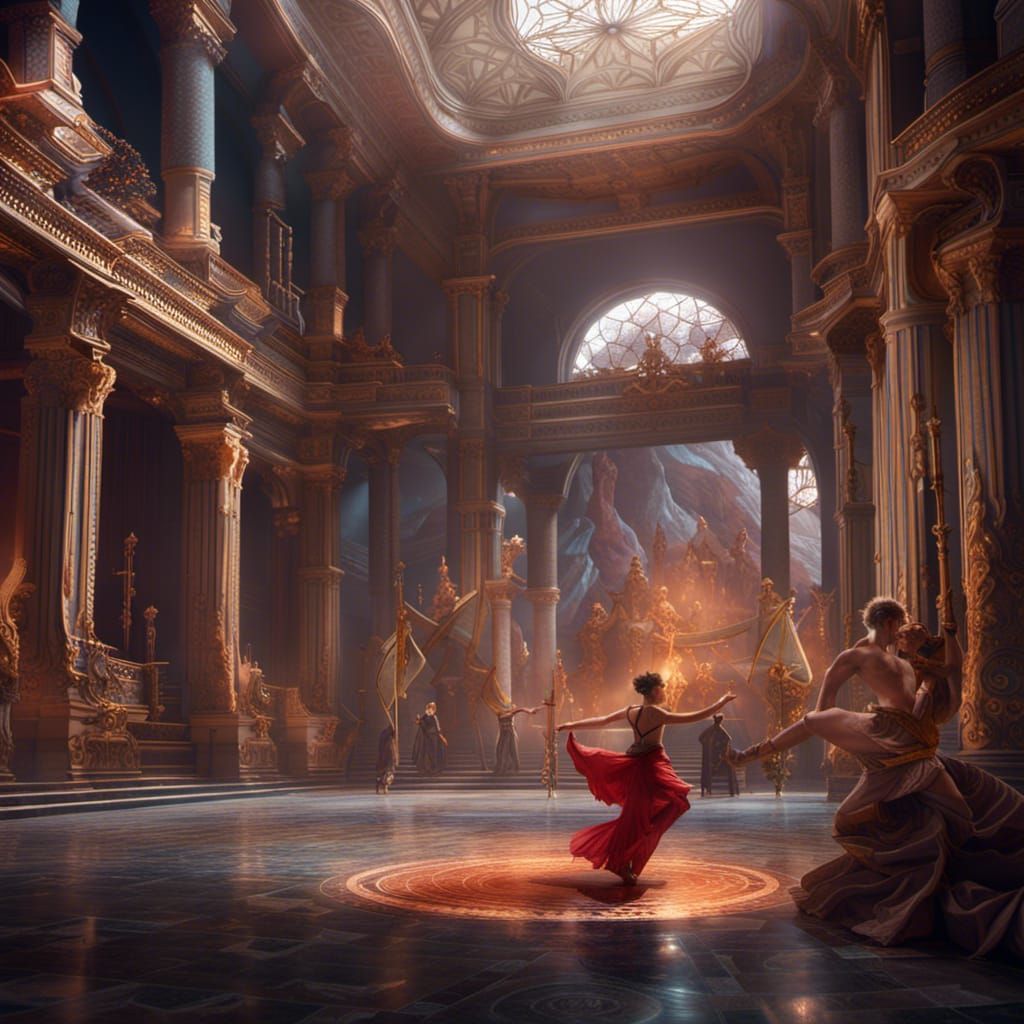 Dancers in an Atheneum: Detailed Matte Painting