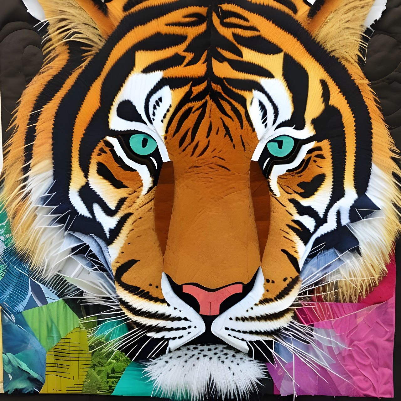 Colorful Collage Paper Tiger Art