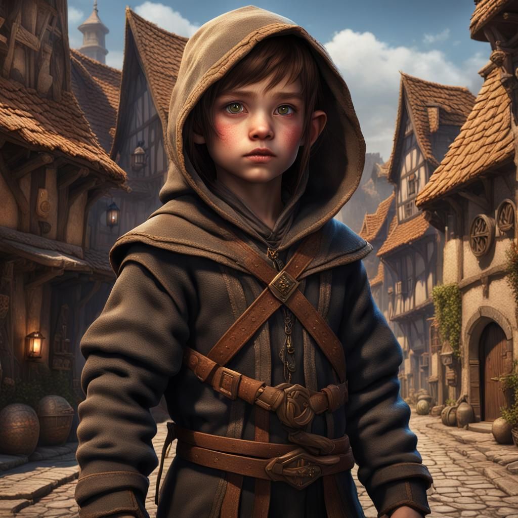 Halfling Archer in Village: Fantasy Concept Art