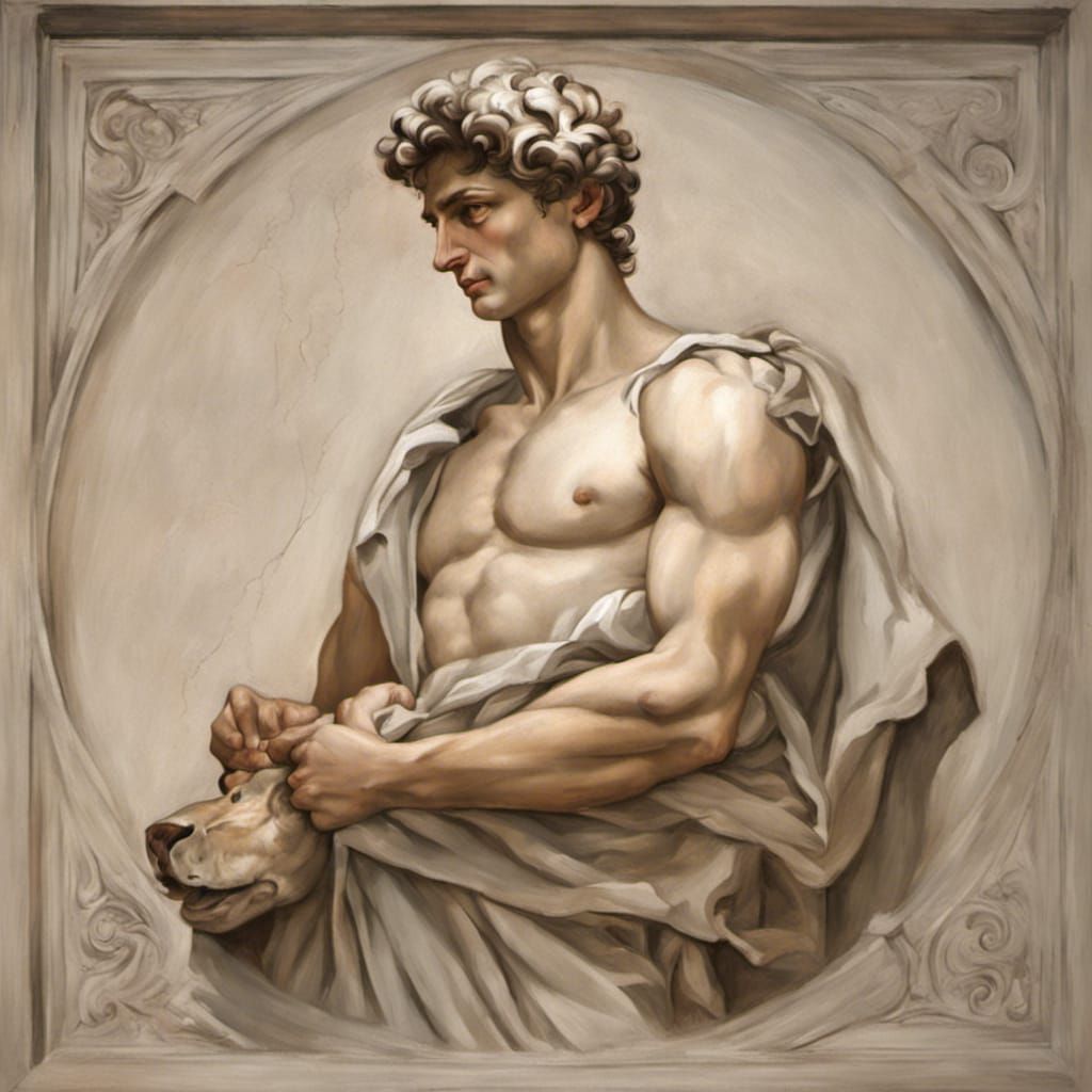 David as Shepherd: Oil Painting in Renaissance Style