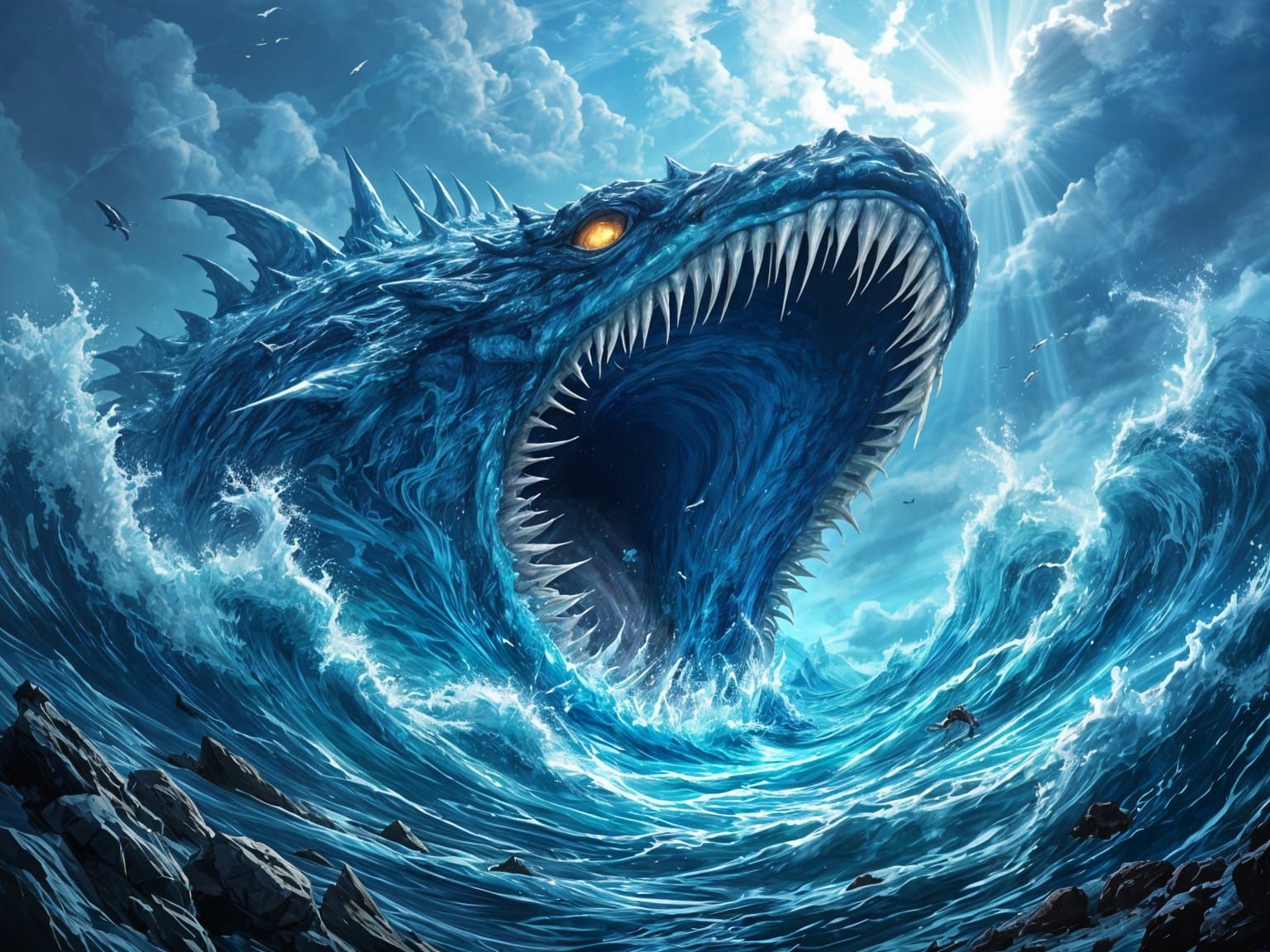 Epic Anime-Inspired Sea Monster Rises from the Abyss