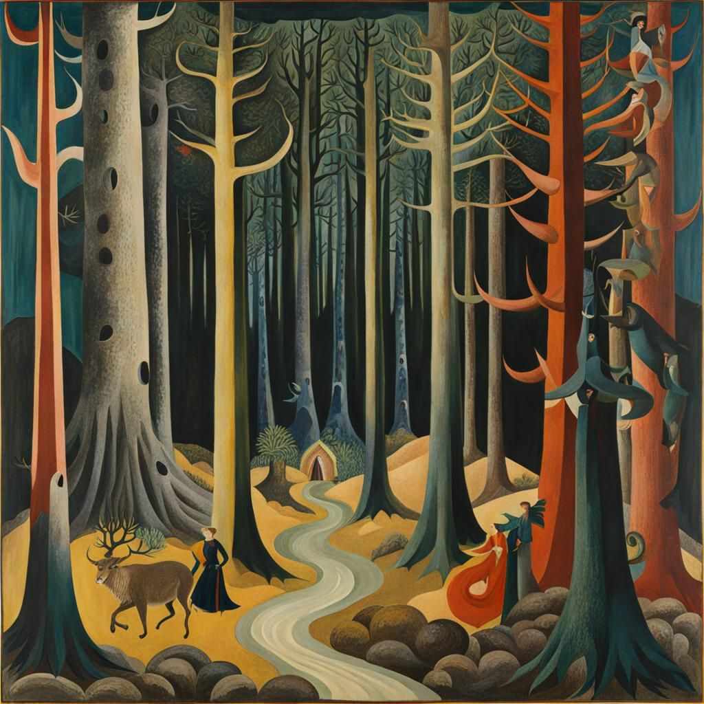 Eldritch Forest in Dada Collage Style