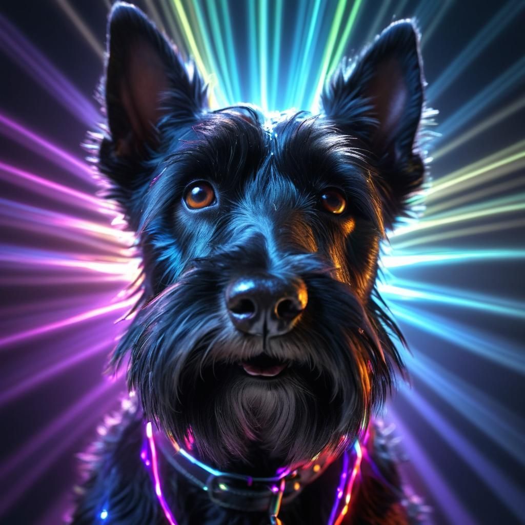 Neon Scottish Terrier Portrait in Bright Colors