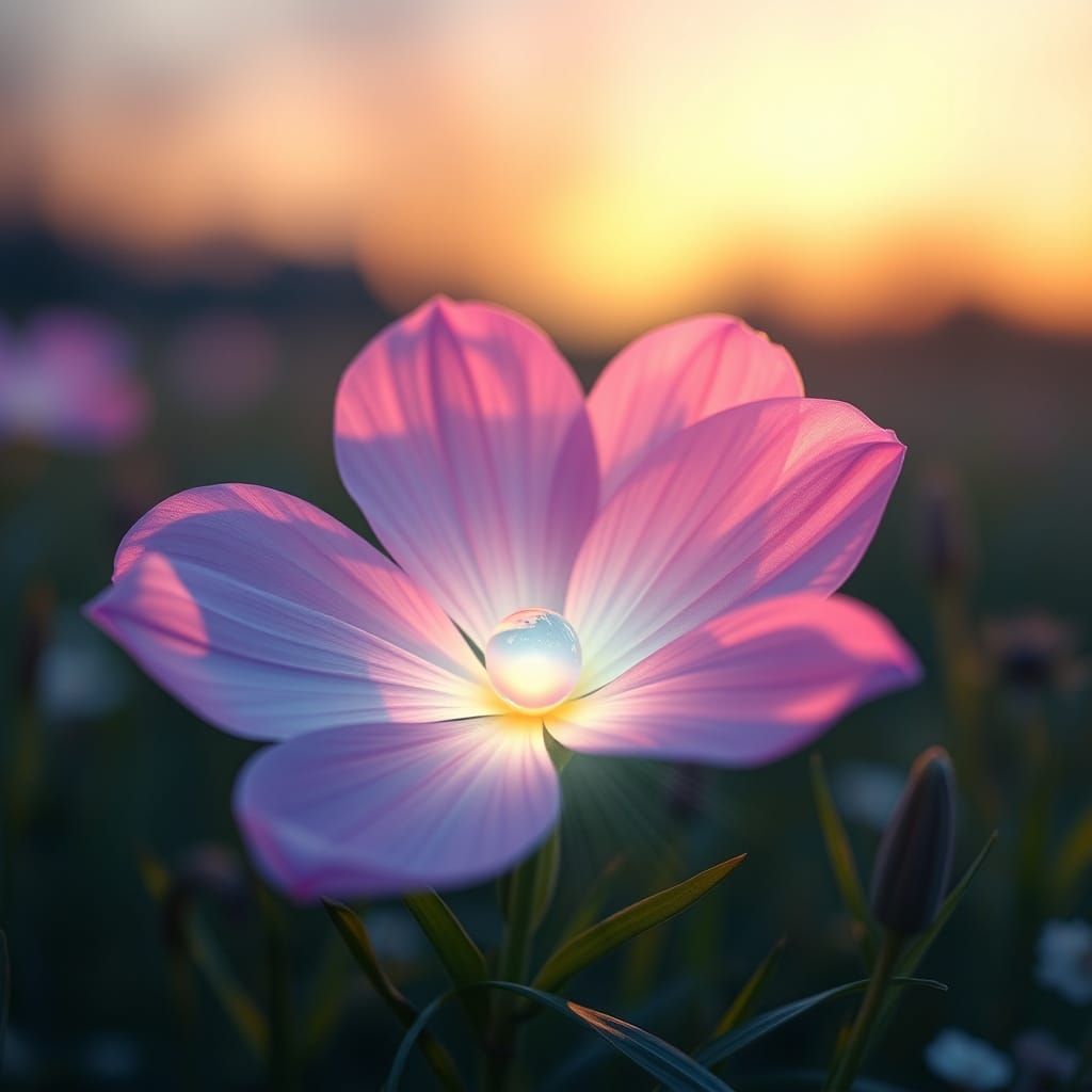 Luminous Flower Blooms in Twilight Meadow