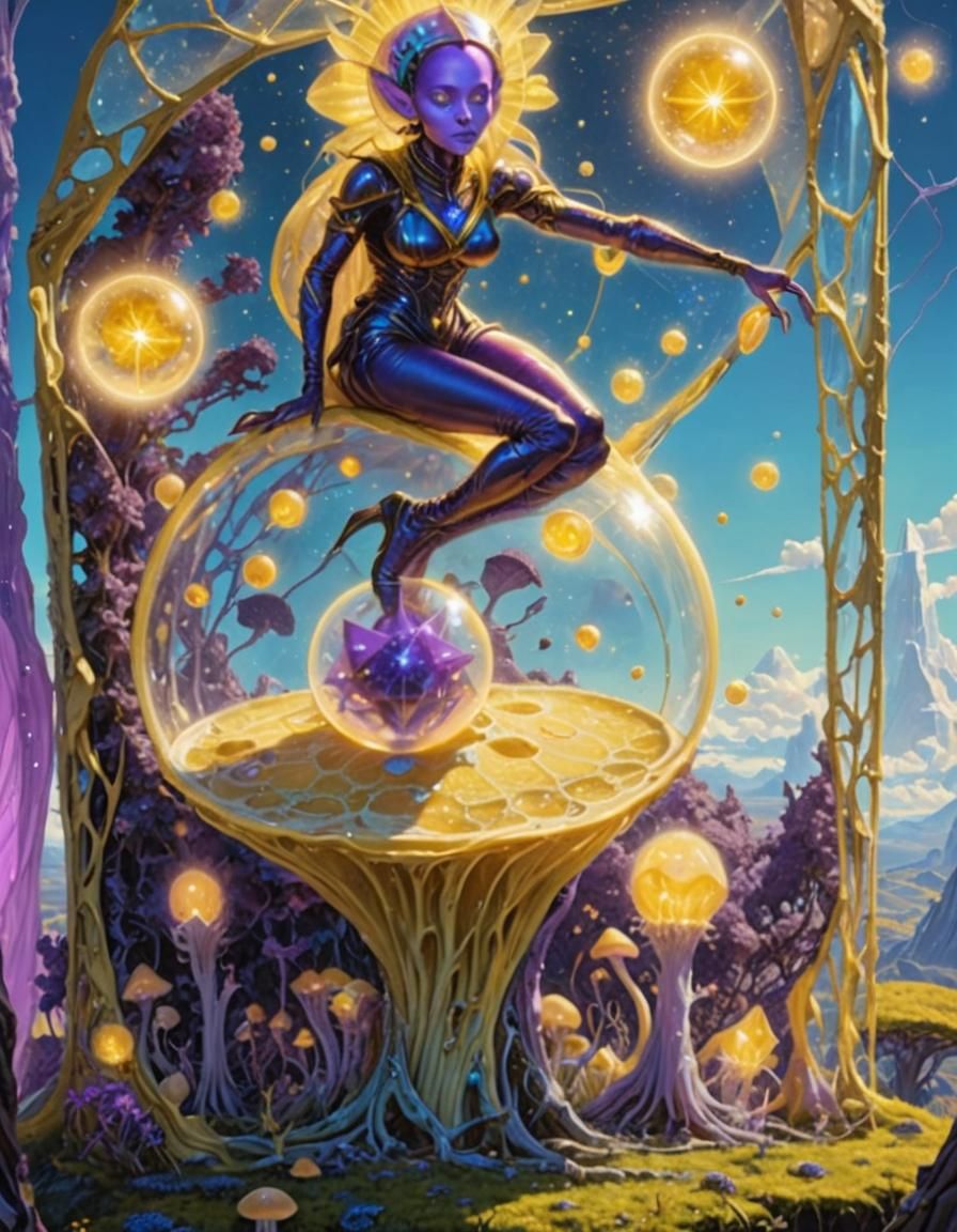 Regal Purple Woman in Alien Landscape